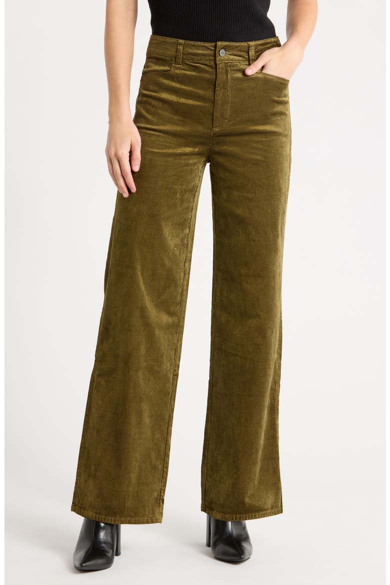 Sasha High Waist Crop Wide Leg Corduroy Pants, Main, color, DARK BRUSHED OLIVE