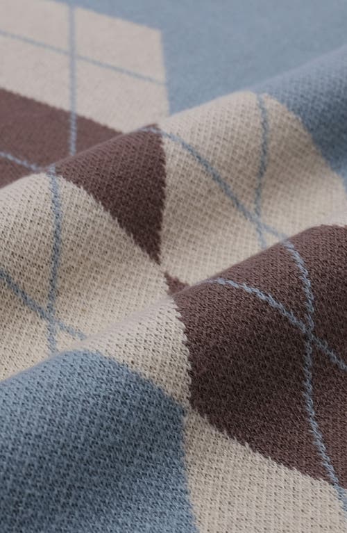 Students Argyle Jacquard Cotton Zip-up Cardigan In Gray