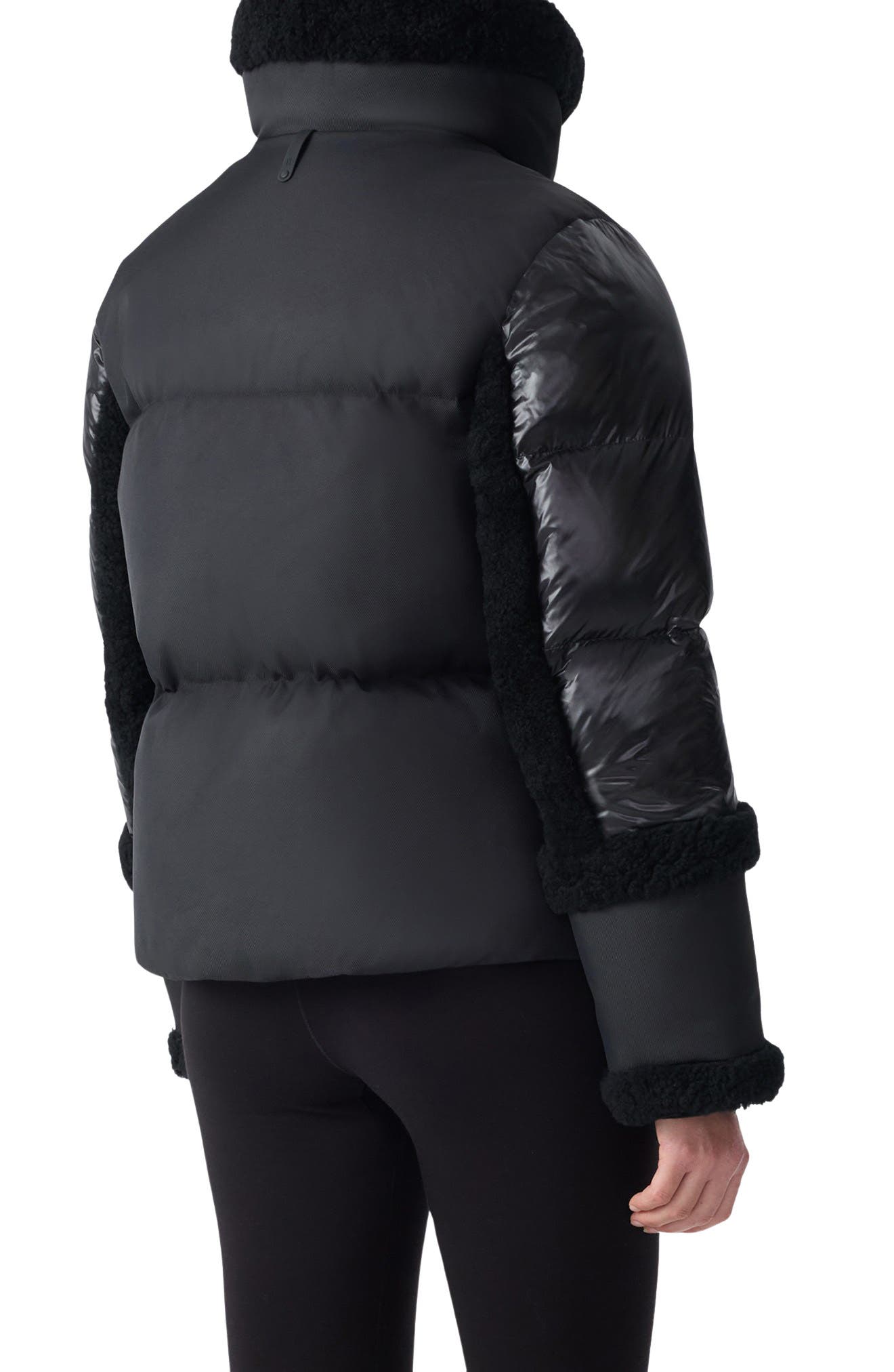 Lydana Down Jacket with Genuine Shearling Trim and Removable Bib - image 2