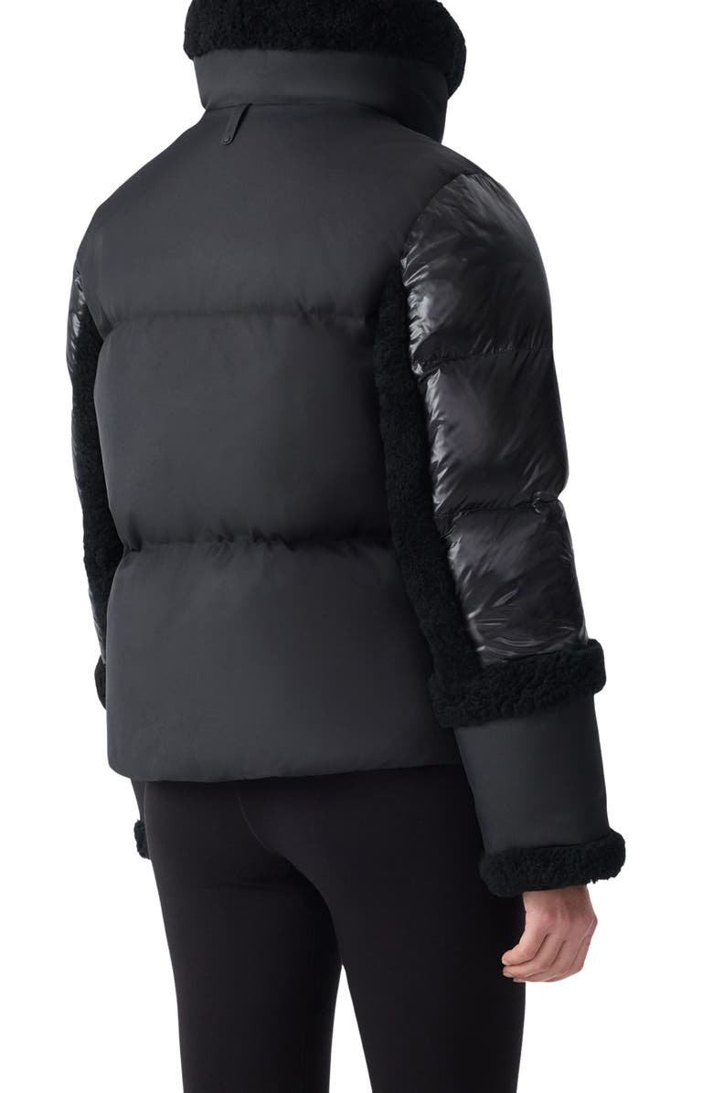 Mackage Lydana Down Jacket with Genuine Shearling Trim and Removable Bib, Alternate, color, Black