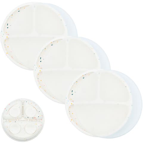 Suction Plates for Babies & Toddlers, 100% Silicone, Dinnerware Stays Put, 3 Pack