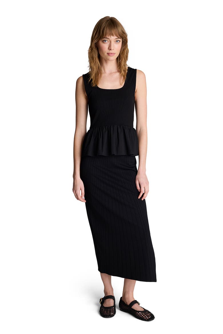 Ribbed Midi Skirt, Alternate, color, BLACK
