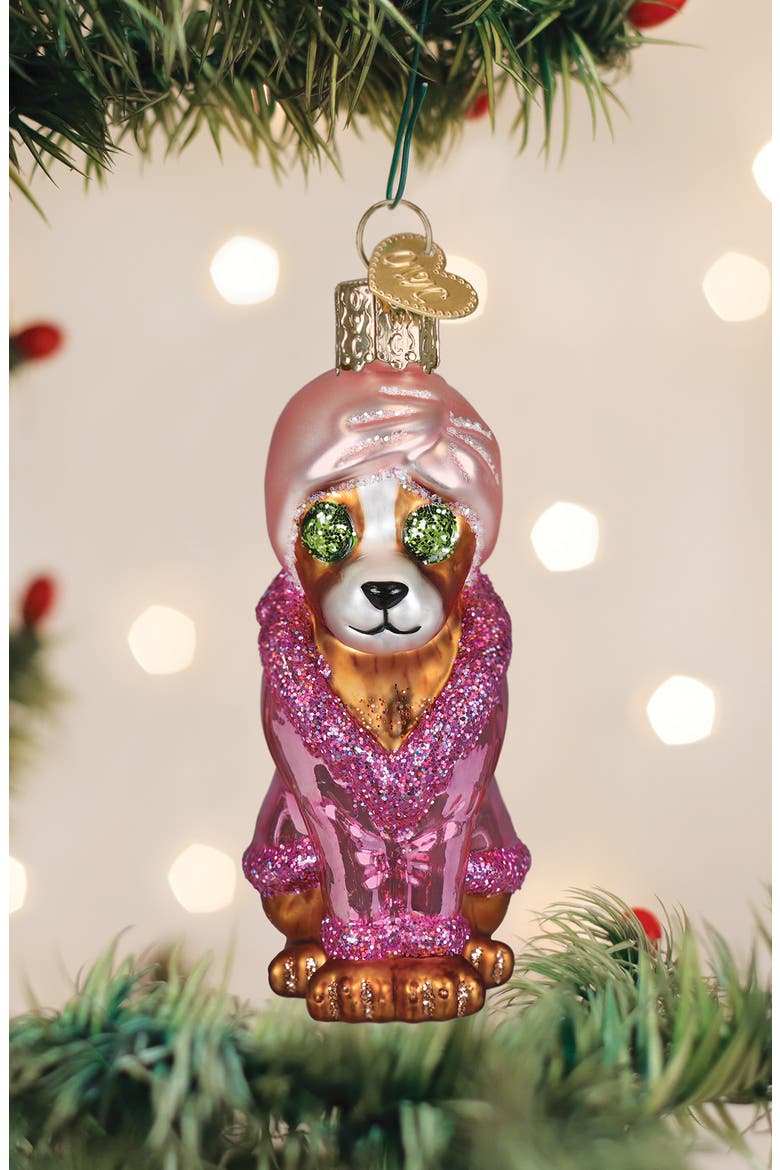 Spa Dog Christmas Ornament, Alternate, color, PINK