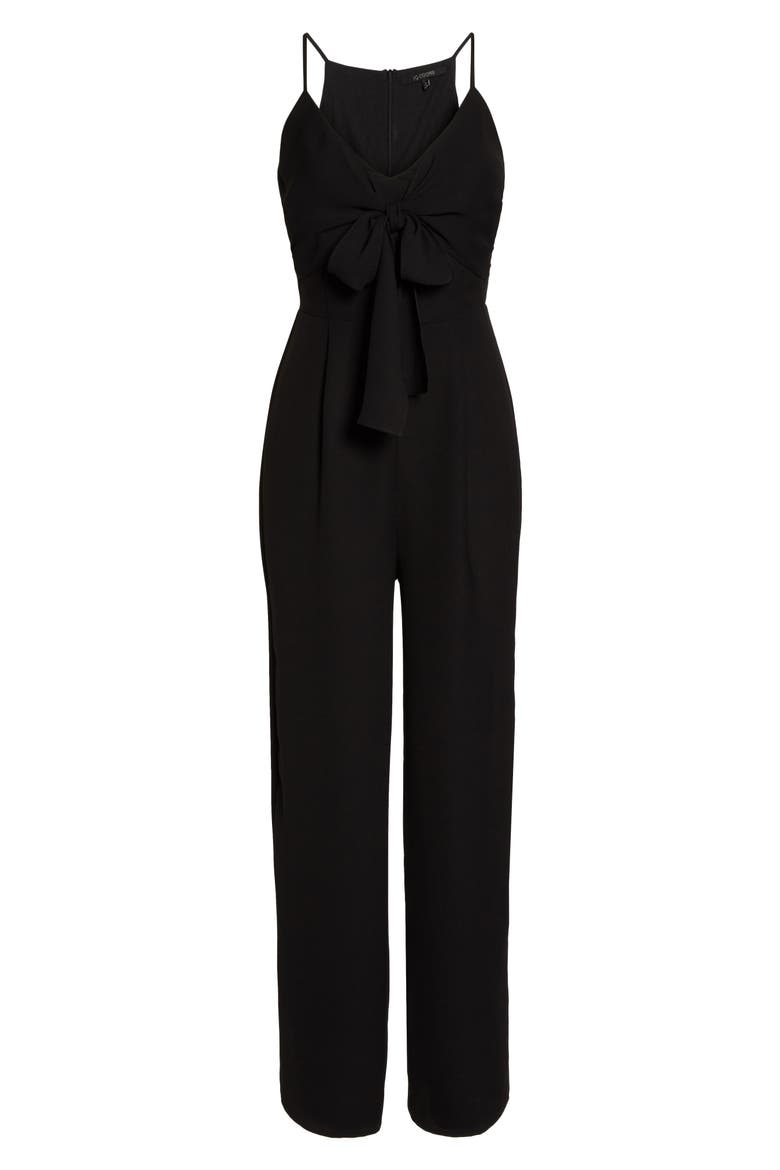 Tie Front Jumpsuit, Alternate, color, BLACK