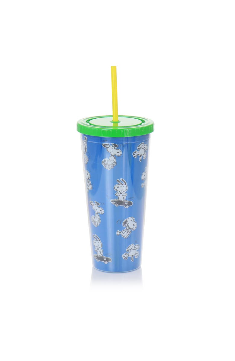 Gibson 70th Anniversary 4 Piece Plastic 23.6oz Tumbler set with Lid and Straw, Alternate, color, Clear