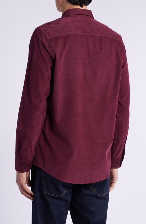 Nordstrom Trim Fit Fine Wale Corduroy Button-up Shirt In Burgundy