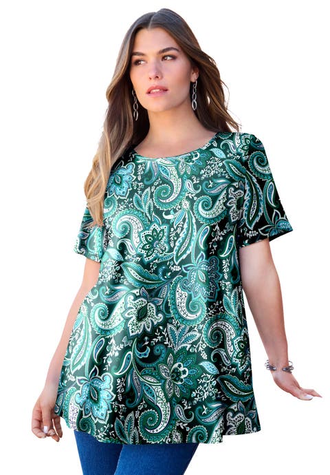 Plus Size Ultimate Cotton Crewneck Short Sleeve Swing Tee
