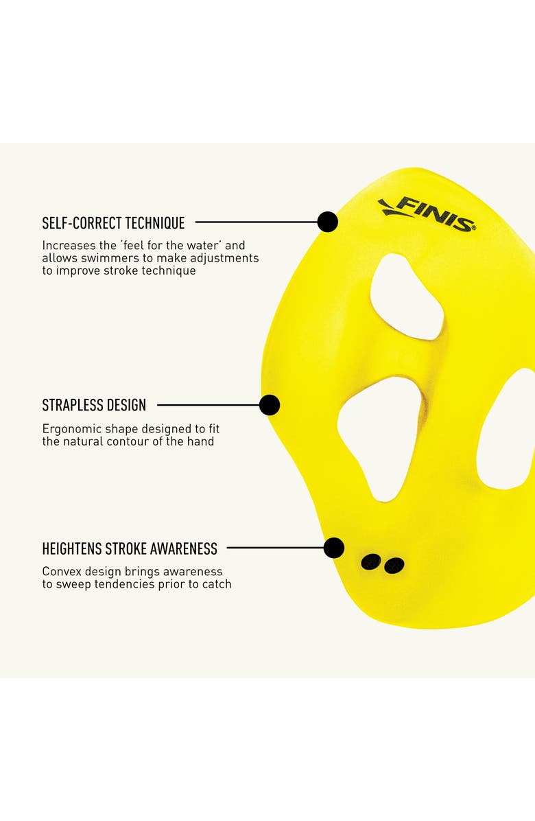FINIS Iso Swim Training Paddles Stroke Technique Trainer Isolates Muscle Groups Strapless, Alternate, color, Black & Yellow