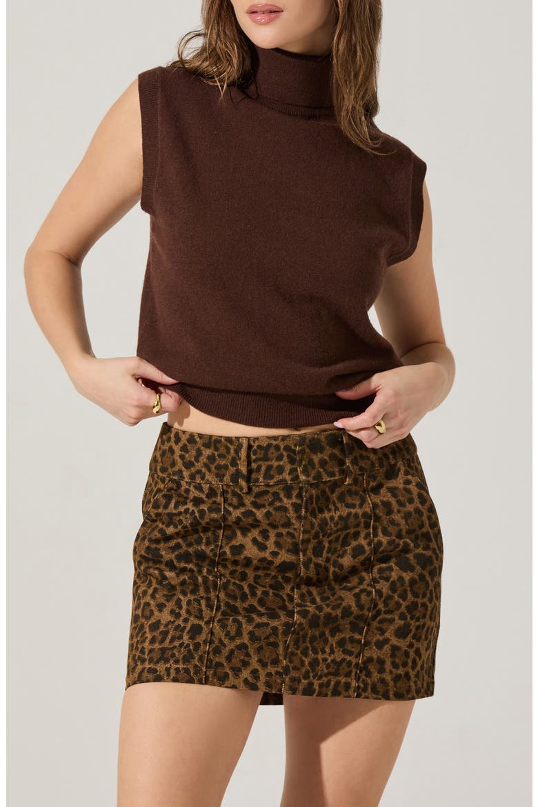 Avah Turtleneck Wool Blend Sweater Vest, Main, color, BROWN