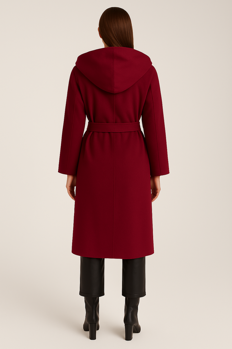 Cashmere Hooded Long Coat, Alternate, color, Bordeaux
