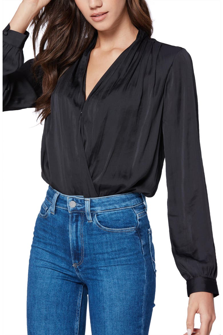 Sevilla Surplice Bodysuit, Alternate, color, BLACK