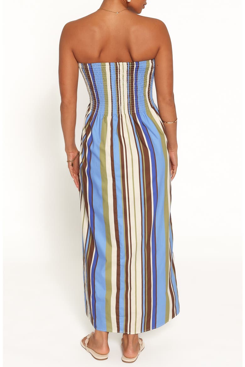 Nella Strapless Maxi Dress, Alternate, color, BLUE/ KHAKI STRIPE