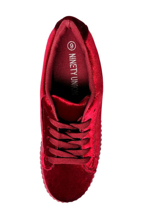 Ninety Union Frenzy Velvet Platform Sneaker In Wine