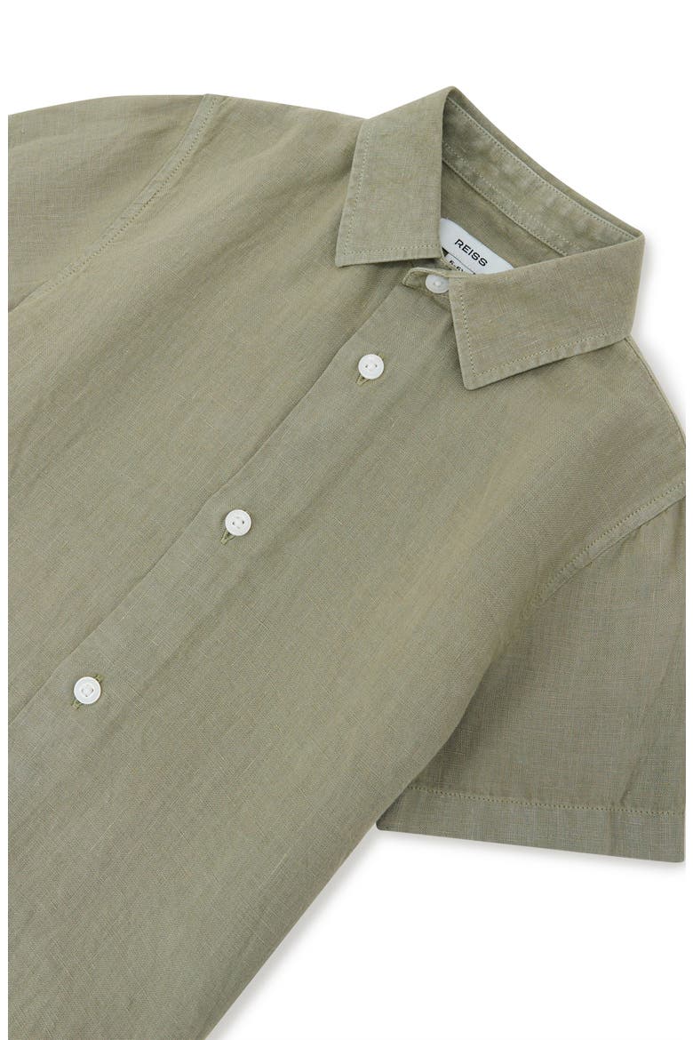 Kids' Holiday Linen Button-Up Shirt, Alternate, color, THYME GREEN
