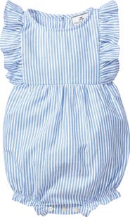 Petite Plume French Blue Seersucker Ruffled Romper