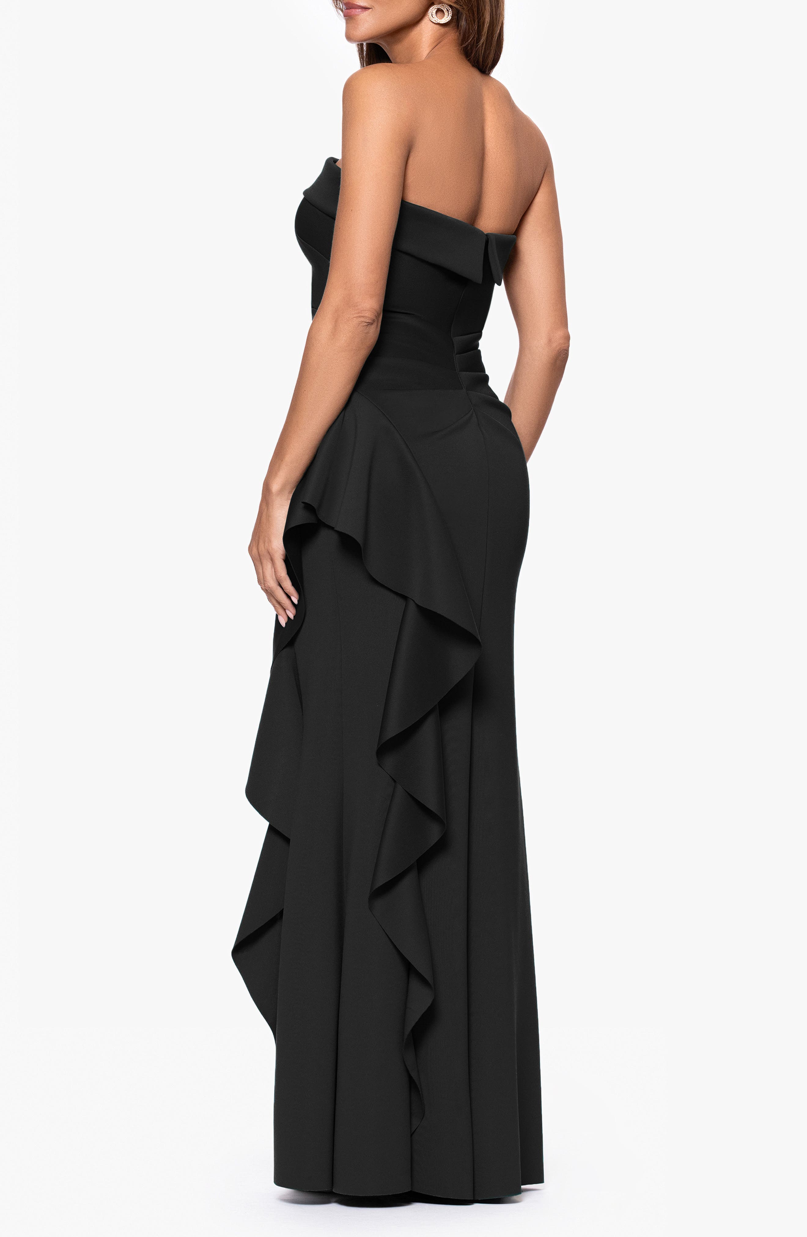 Xscape Evenings Ruffle Strapless Scuba Crepe Gown (Women) | Nordstromrack