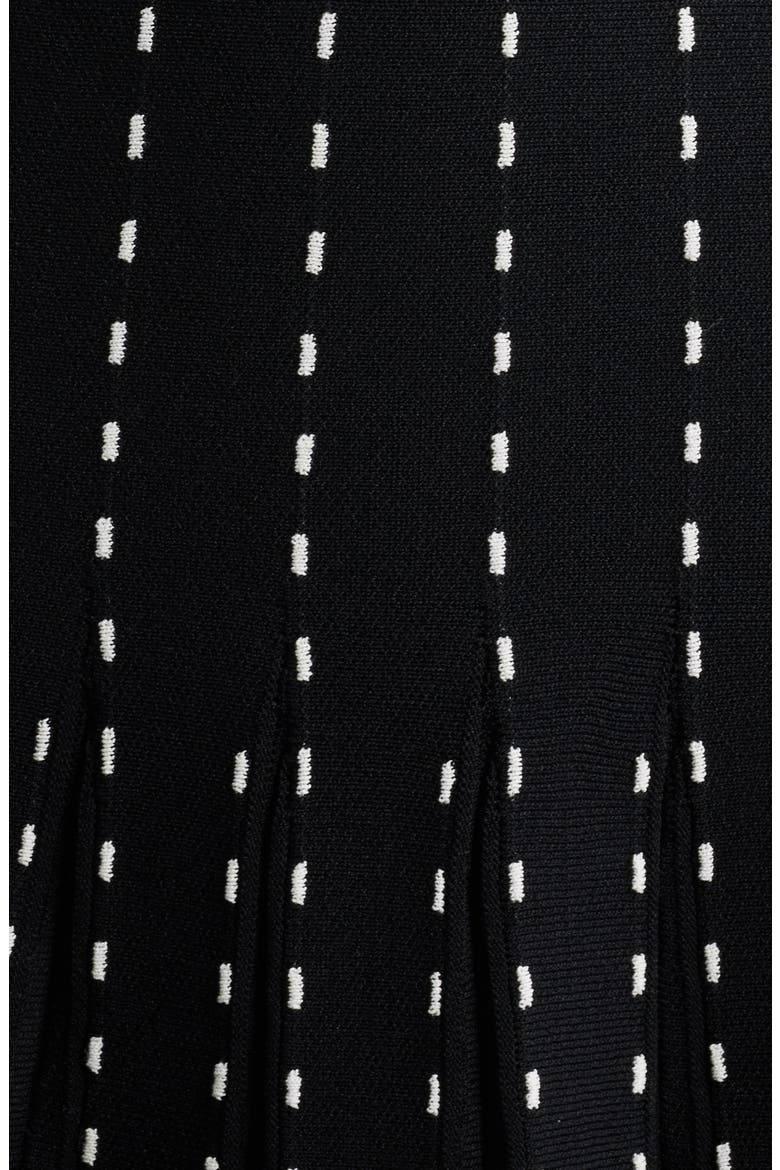 Stripe Pintuck Fit & Flare Dress, Alternate, color, ANNE BLACK/ WHITE DOVE