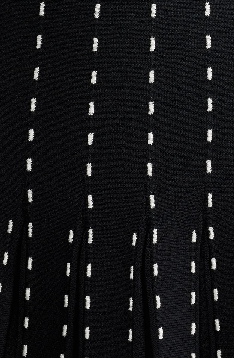 Anne Klein Stripe Pintuck Fit & Flare Dress, Alternate, color, Anne Black/ White Dove