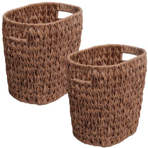Resin 4.5-Gallon Tapered Oval Wicker Watebasket with Handles (Set of 2)