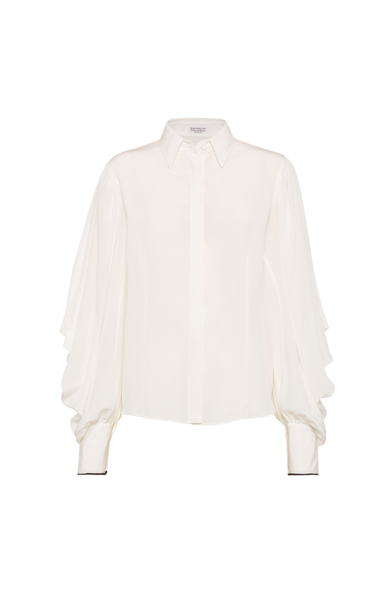 Brunello Cucinelli Crêpe de Chine shirt, Main, color, Ivory