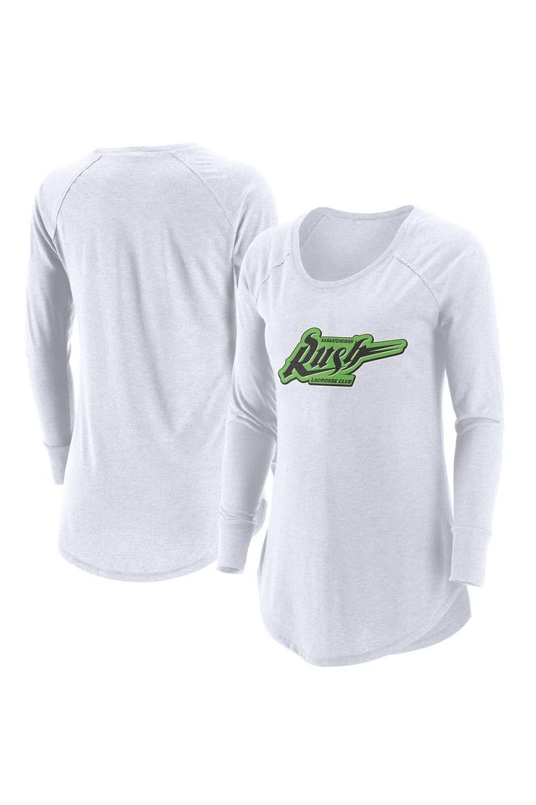 Women's White Saskatchewan Rush Primary Logo Tri-Blend Long Sleeve T-Shirt, Main, color, White
