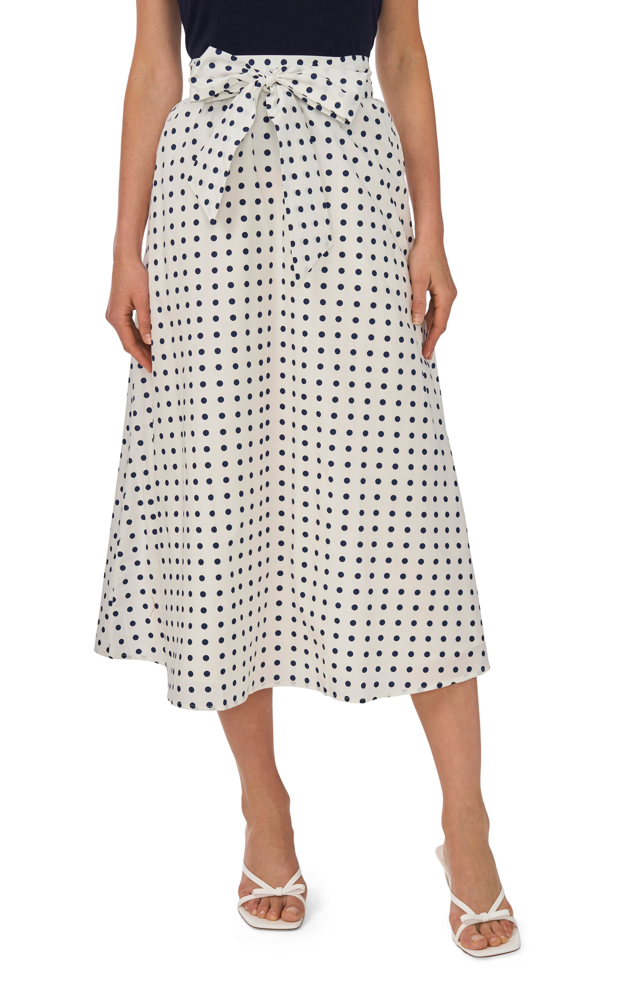 Tie Waist A-Line Midi Skirt
