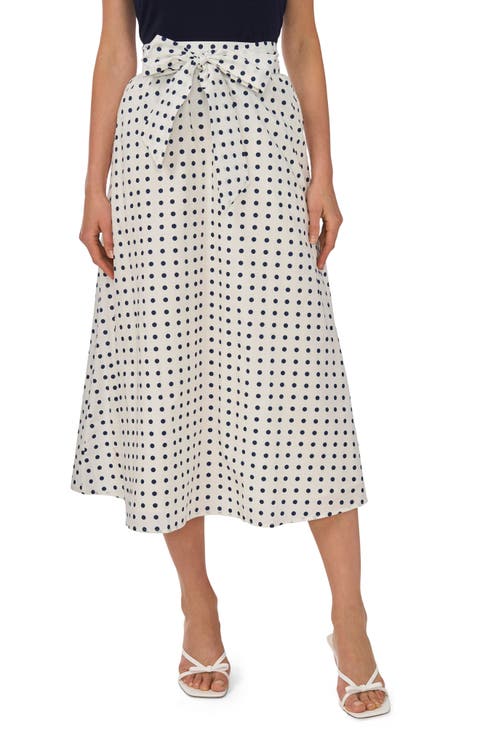 Tie Waist A-Line Midi Skirt