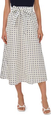 CeCe Tie Waist A-Line Midi Skirt