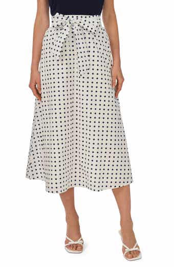 Tie Waist A-Line Midi Skirt