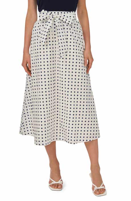 Tie Waist A-Line Midi Skirt