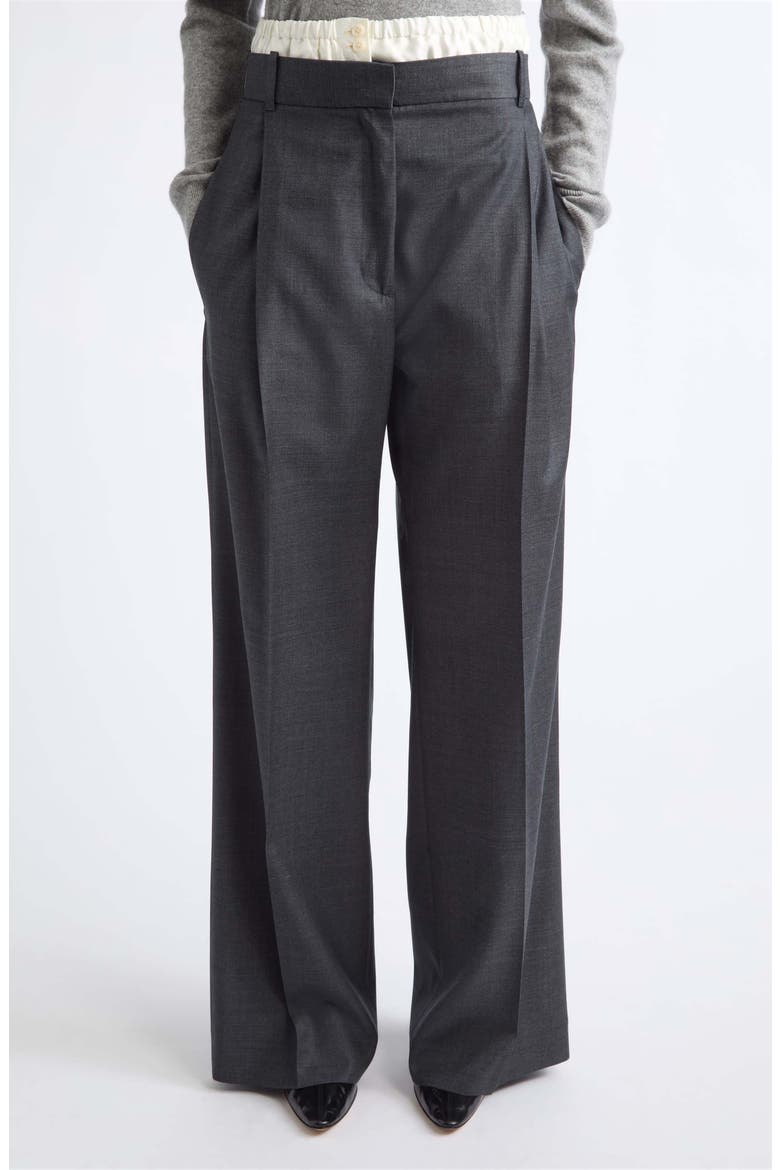 Boxer Waist Wool Wide Leg Pants, Main, color, DARK GREY MELANGE