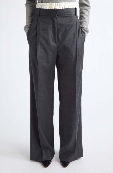 Boxer Waist Wool Wide Leg Pants