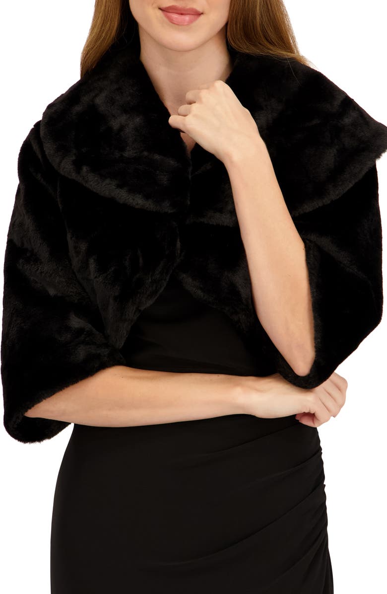 Laundry by Shelli Segal Faux Fur Shawl Collar Shrug, Main, color,