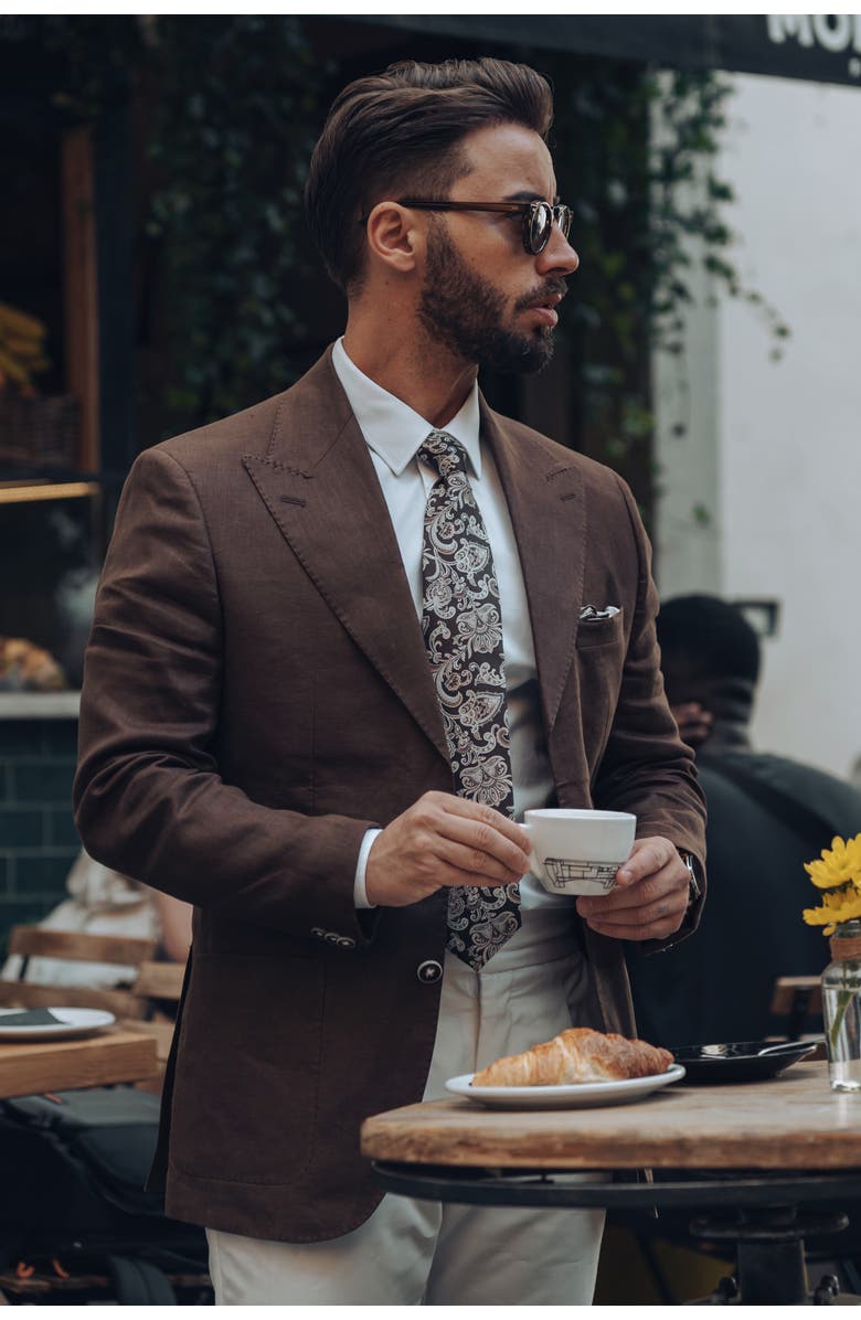 Elizabetta Novara - Printed Silk Tie for Men, Alternate, color, Brown