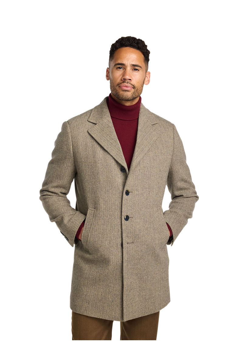 Paul Fredrick Herringbone Topcoat, Alternate, color, Tan