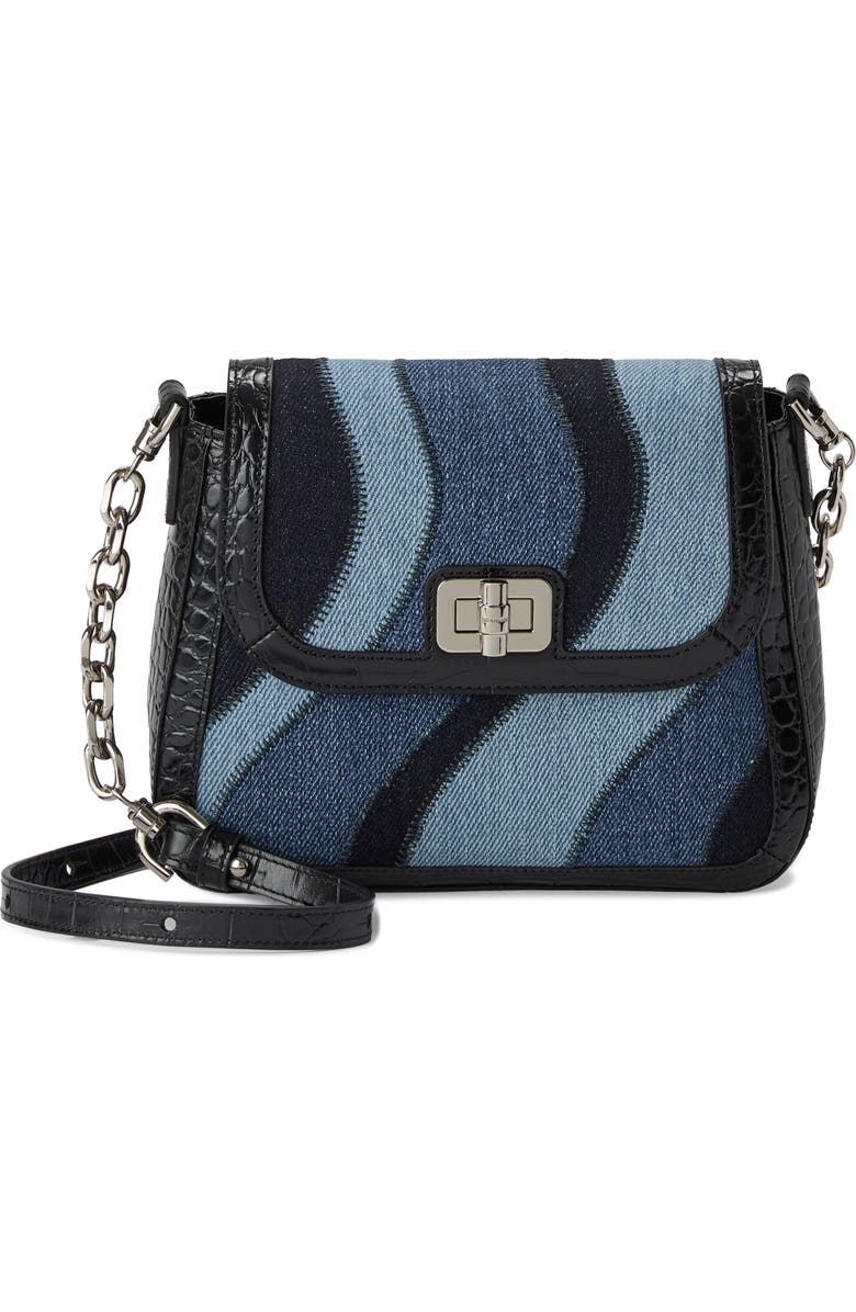 Brahmin Gianna Croc Embossed Leather Crossbody Bag, Main, color, Retro Blue Lismore