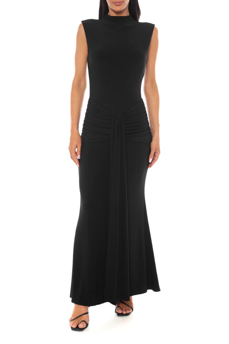 Drape Jersey Maxi Dress, Main, color, BLACK