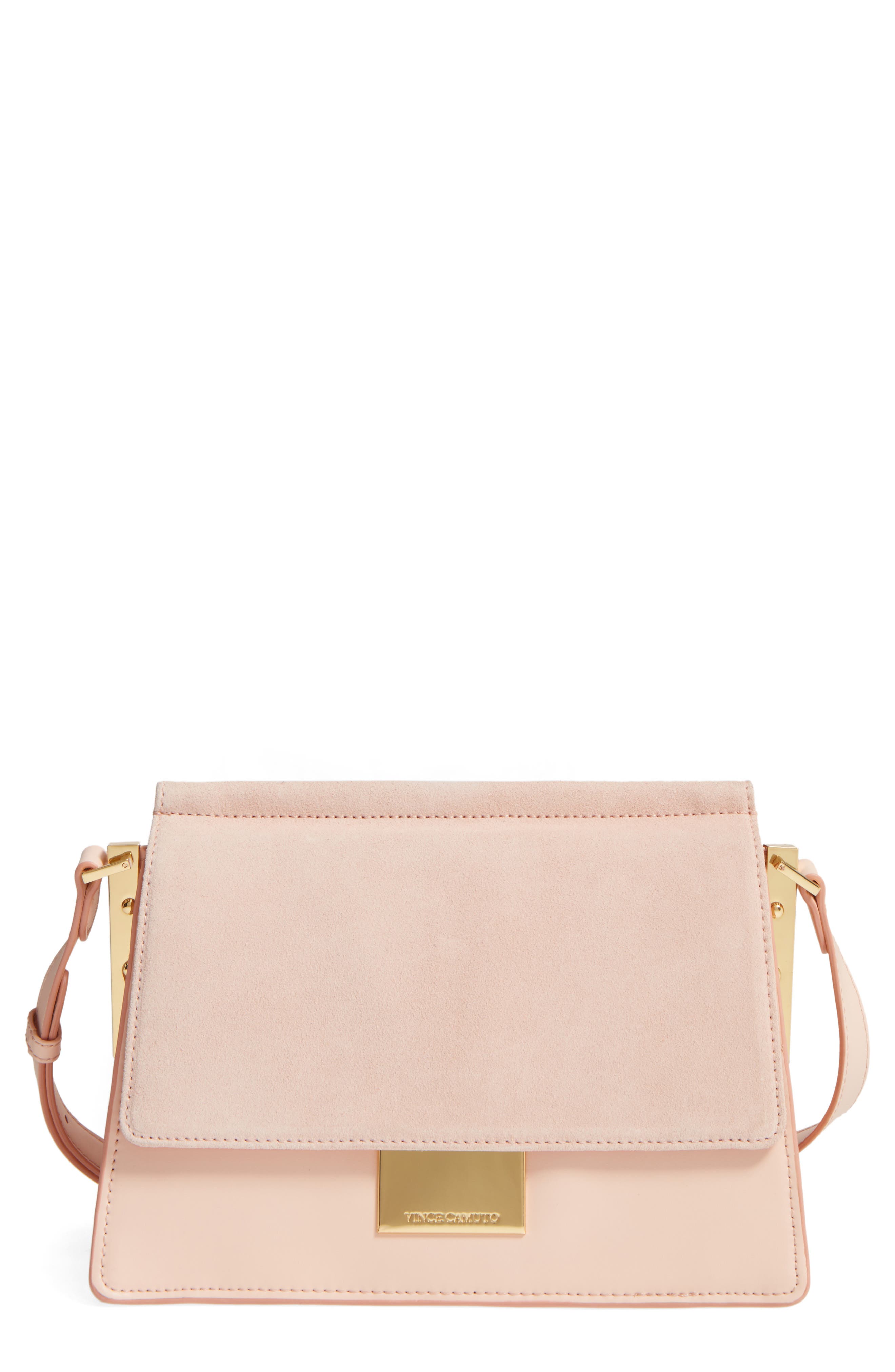 'Abril' Leather Shoulder Bag, Main, color, PALE PEACH