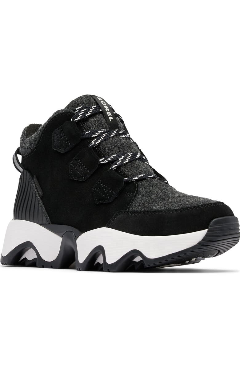 SOREL Kinetic Impact Caribou Plus Waterproof Sneaker Bootie, Main, color, Black/ Sea Salt