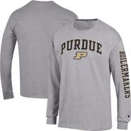 Champion Men's Champion Heather Gray Purdue Boilermakers Arch Over Logo 2-Hit Long Sleeve T-Shirt