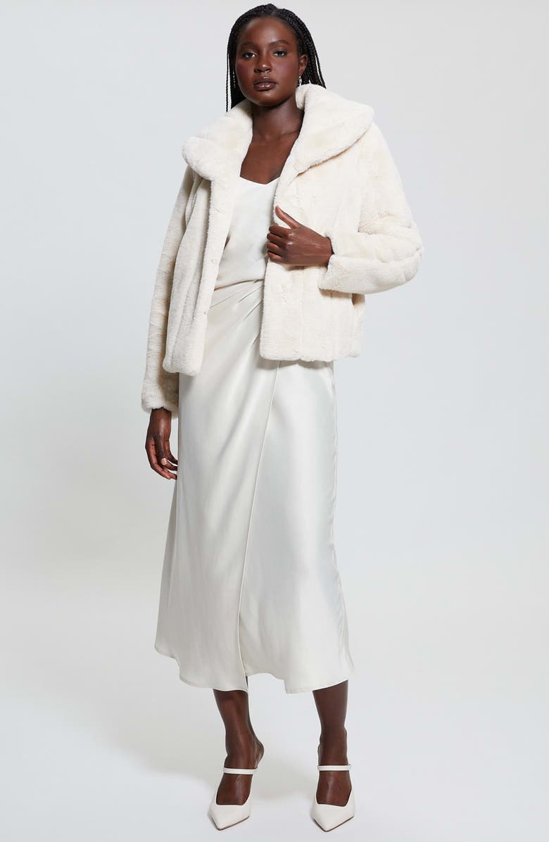 GUESS Anastasia Satin Maxi Skirt, Alternate, color, Cream White Multi