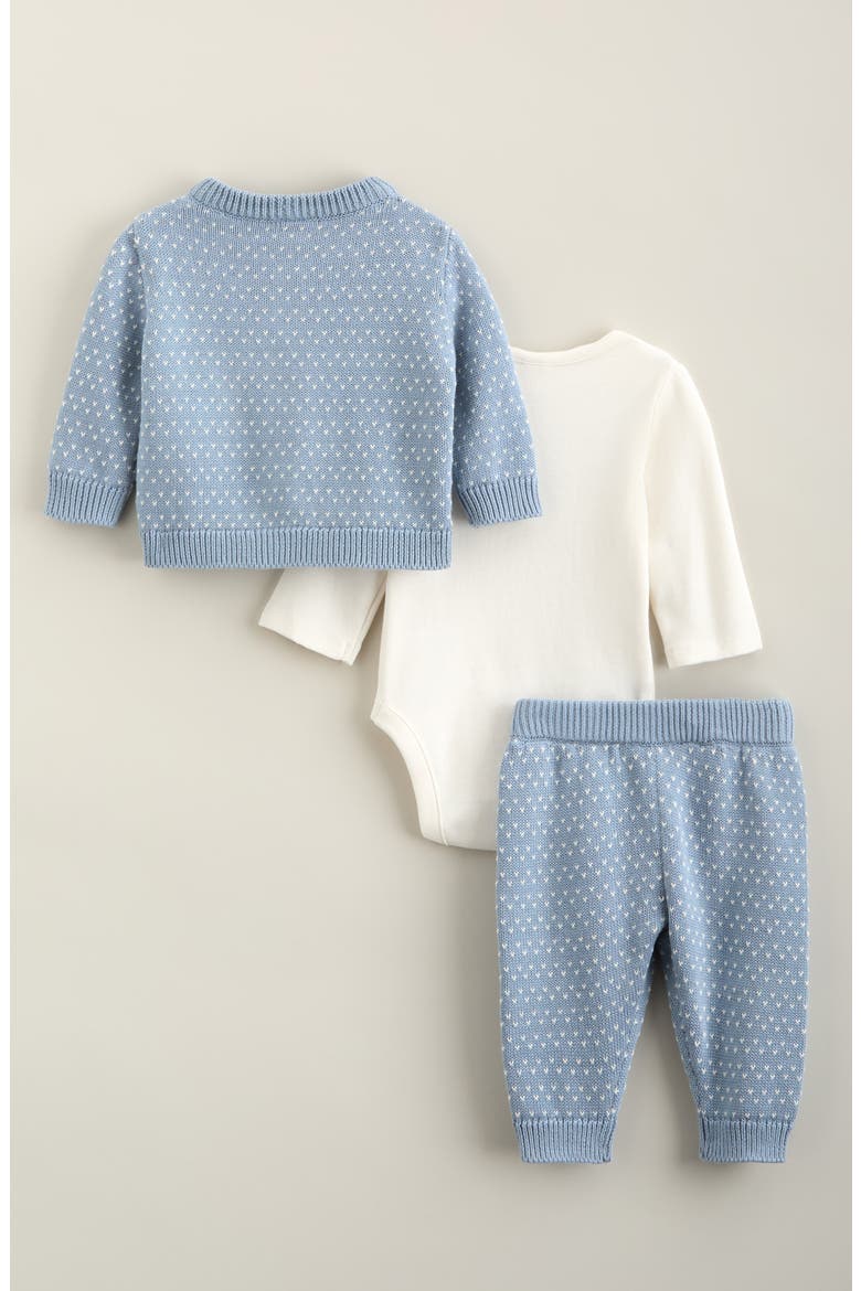 Long Sleeve Bodysuit, Cardigan & Joggers Set, Alternate, color, BLUE ASHLEY MULTI - IVORY
