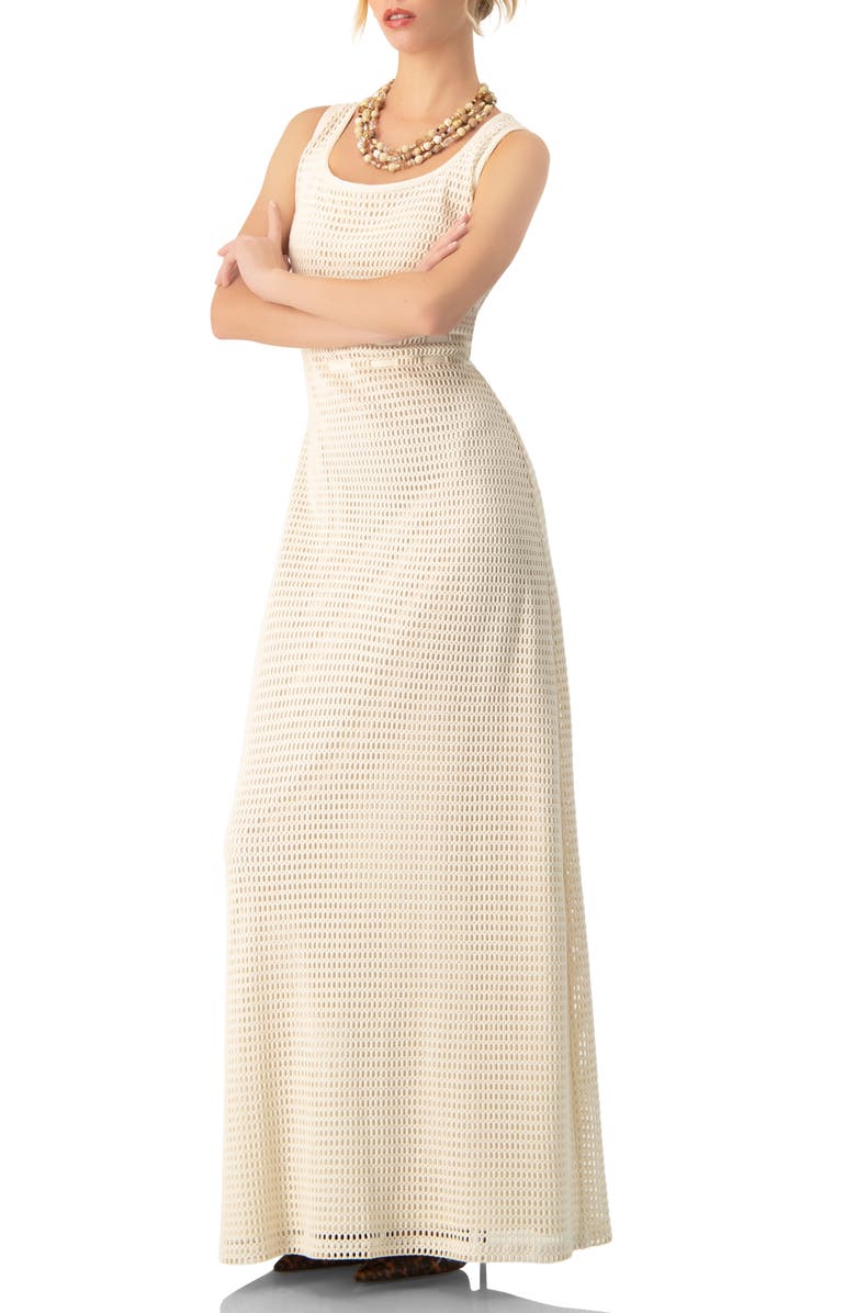 IVONNE Knitted Maxi Dress with Waist Knots, Alternate, color, Natural