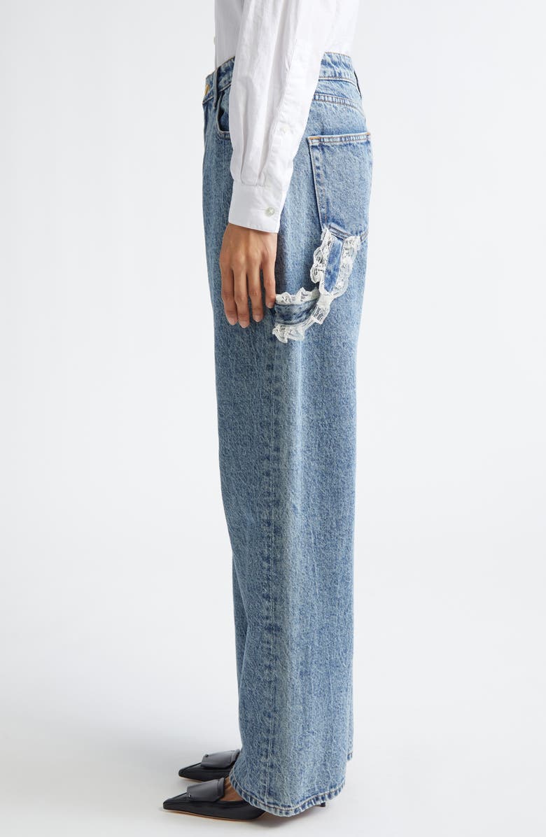 Tanner Fletcher Gender Inclusive Sid Lace Loop Straight Leg Carpenter Jeans, Alternate, color, Mid Wash