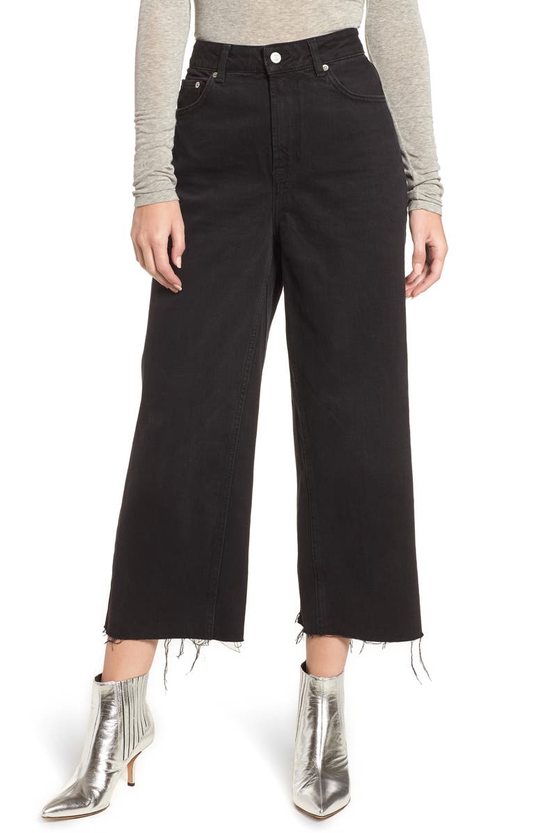 Topshop High Waist Wide Leg Crop Jeans, Main, color,