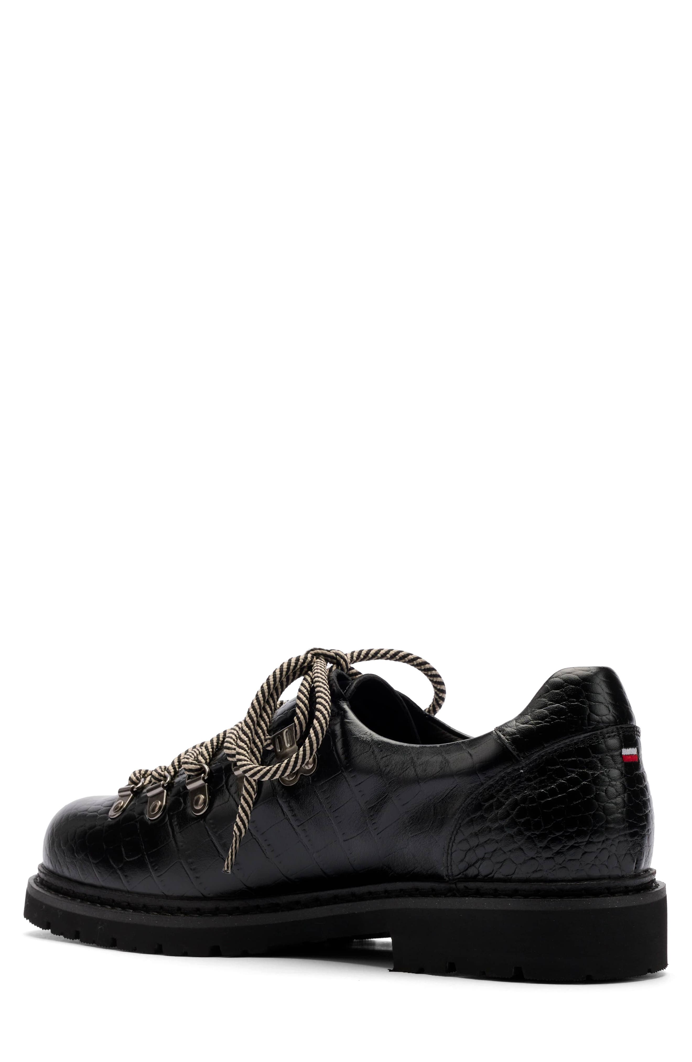 Summit Croc Embossed Leather Hiker Oxford, Alternate, color, BLACK CROC