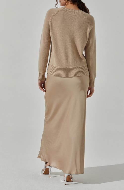 Astr The Label Helene Mixed Media Long Sleeve Dress In Brown
