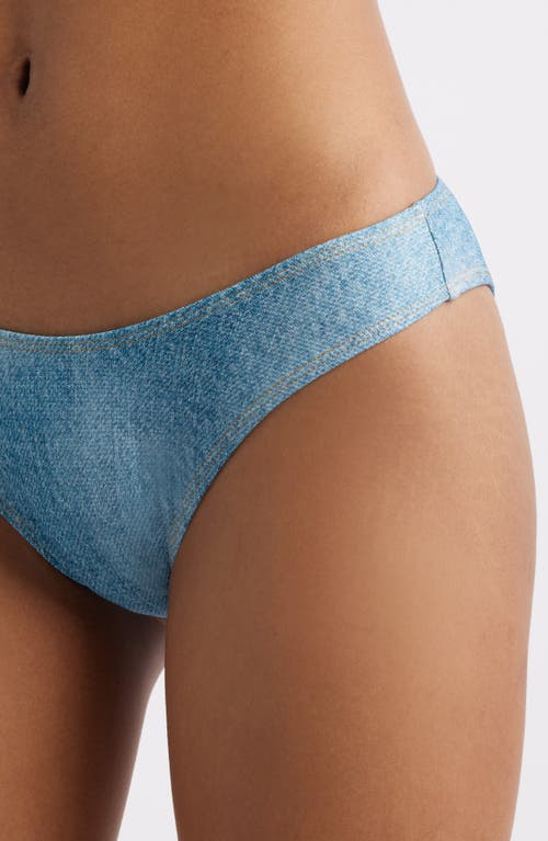 Bp. Denim Print High Cut Bikini Bottoms In Blue