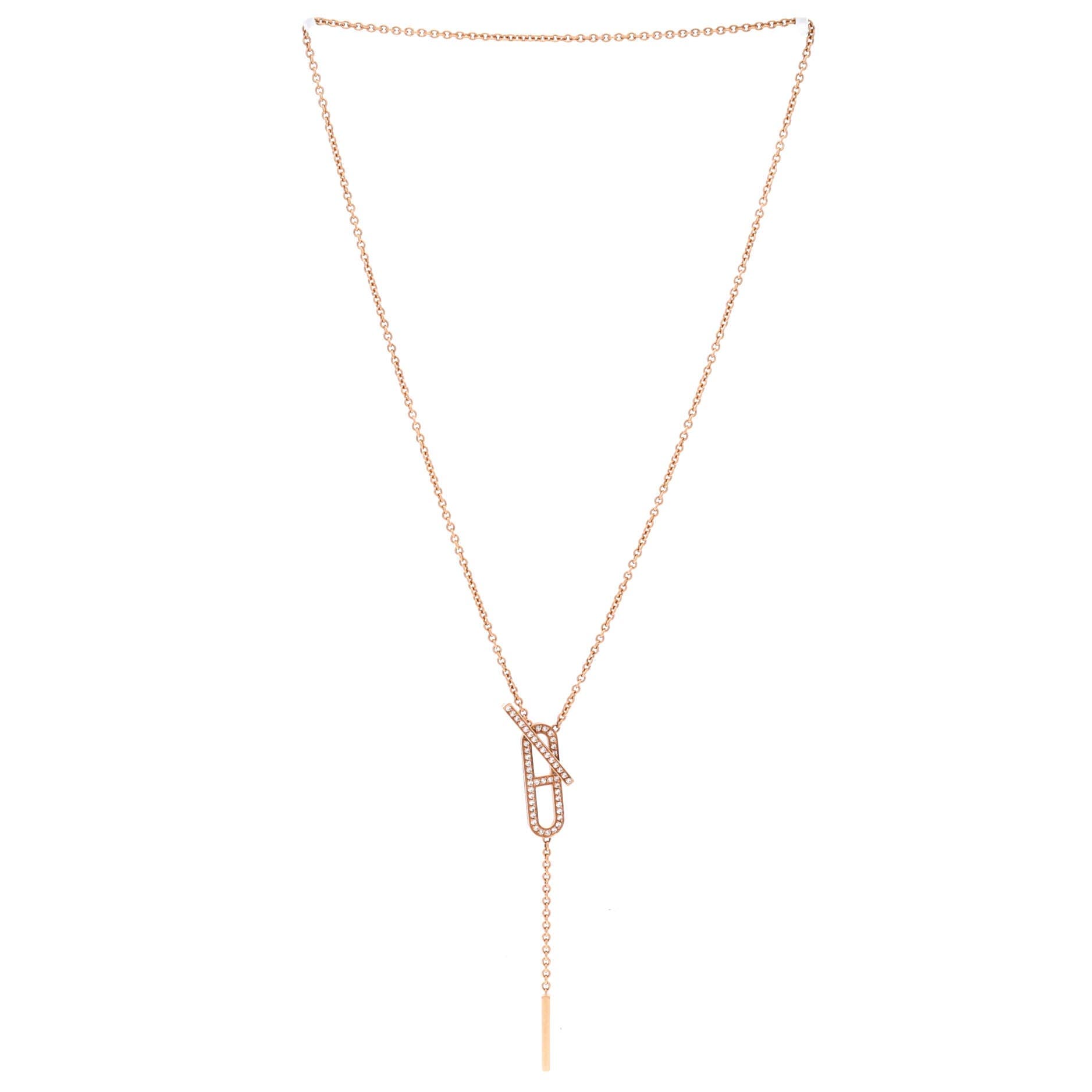 Ever Chaine d'Ancre Lariat Necklace 18K Rose Gold with Diamonds Small, Alternate, color, Metallic Gold