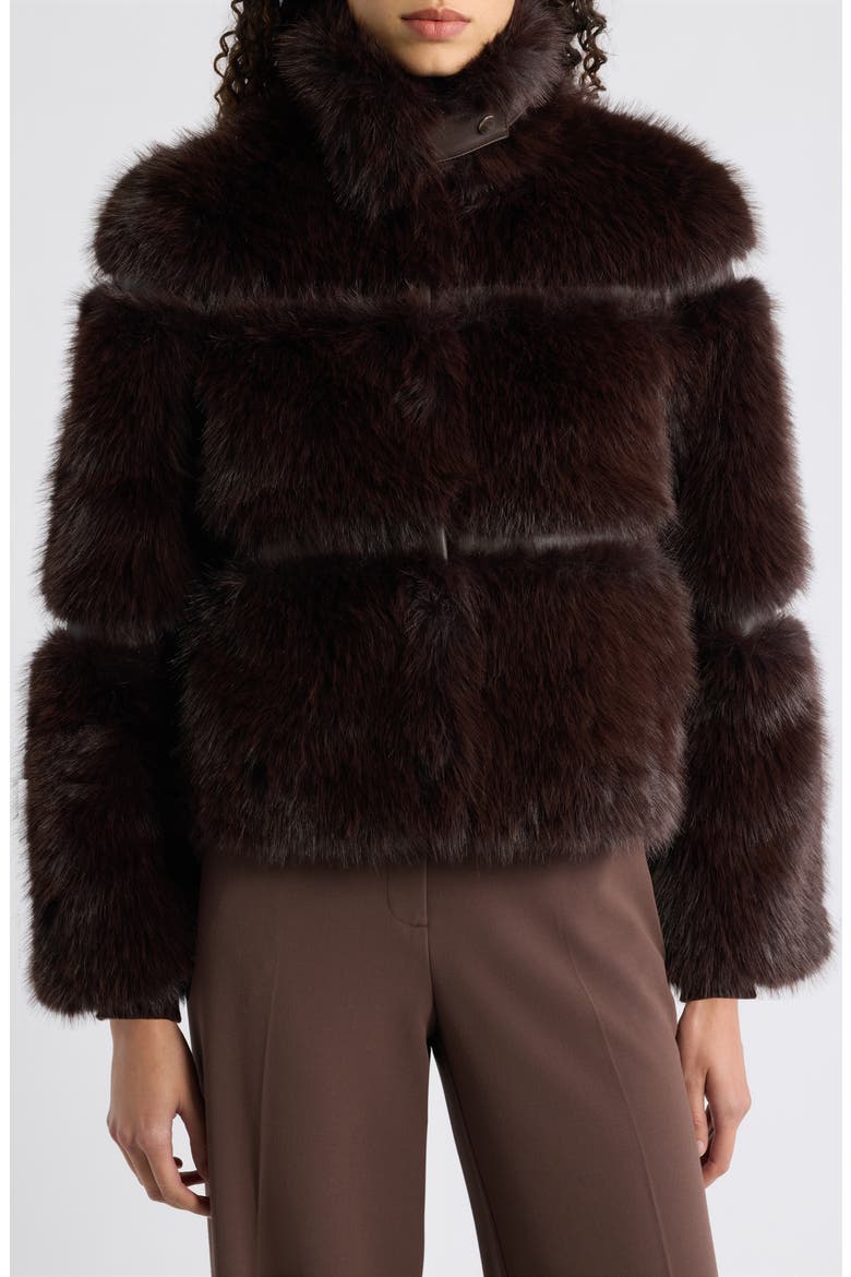 The Yael Faux Fur Coat, Alternate, color, CHOCOLATE